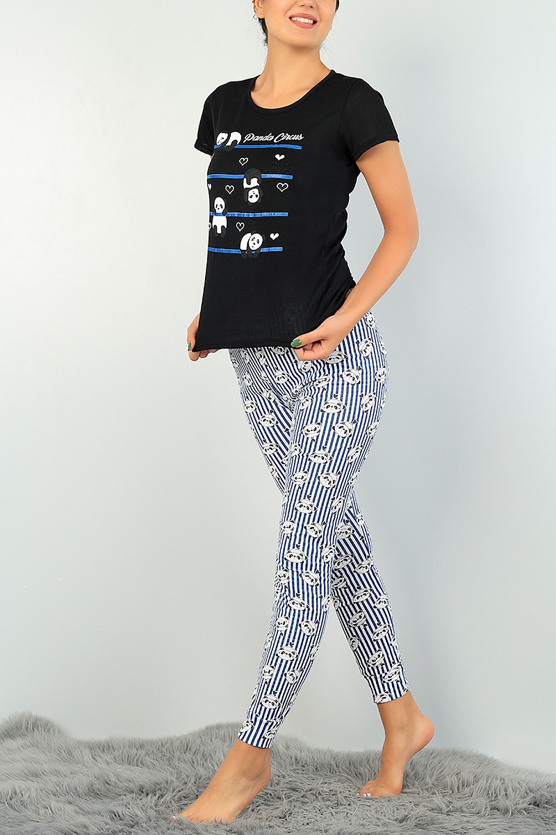Siyah Baskılı Bayan Pijama Takımı 73547