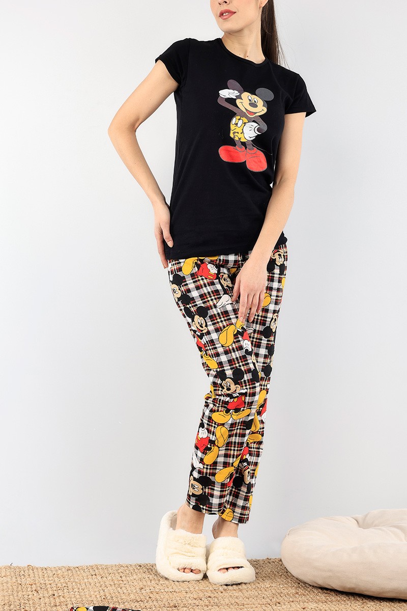 Siyah Baskılı Bayan Pijama Takımı 92099