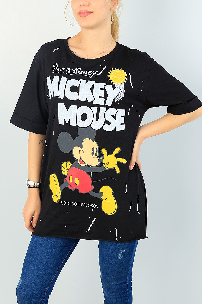 Siyah Baskılı Bayan Tişört 64766