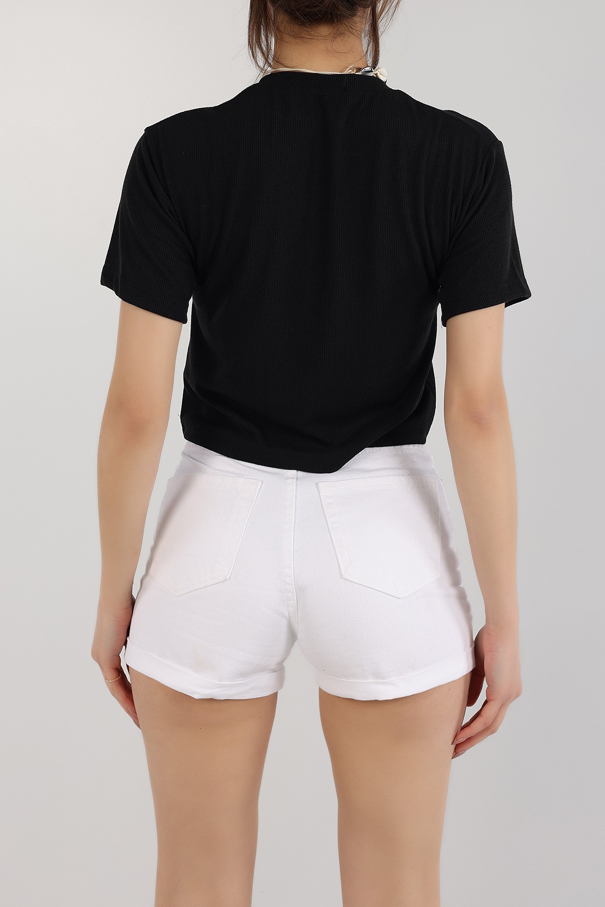Siyah Baskılı Fitilli Bluz 164817