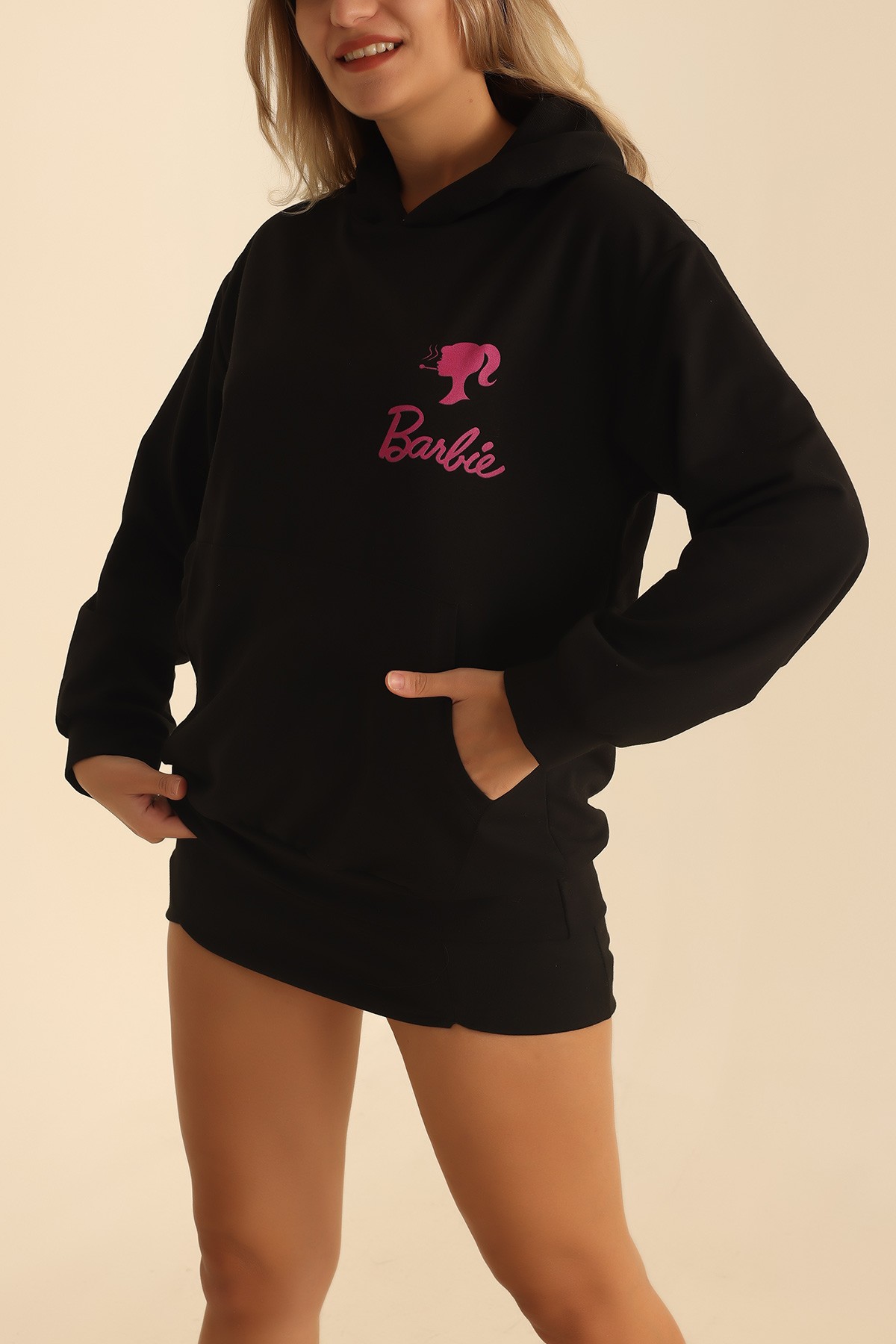 Siyah Baskılı İki İp Bayan Sweat 201255