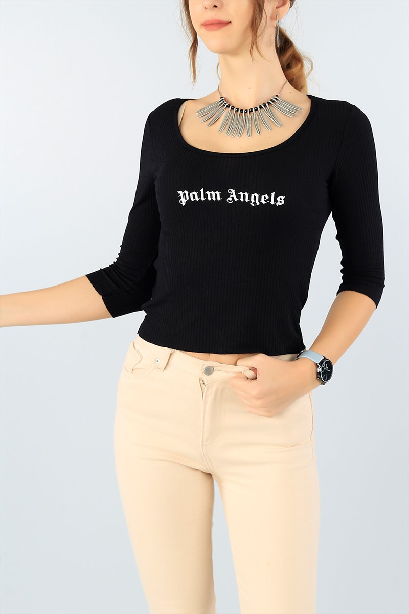 Siyah Baskılı Kaşkorse Bayan Sweat 44517
