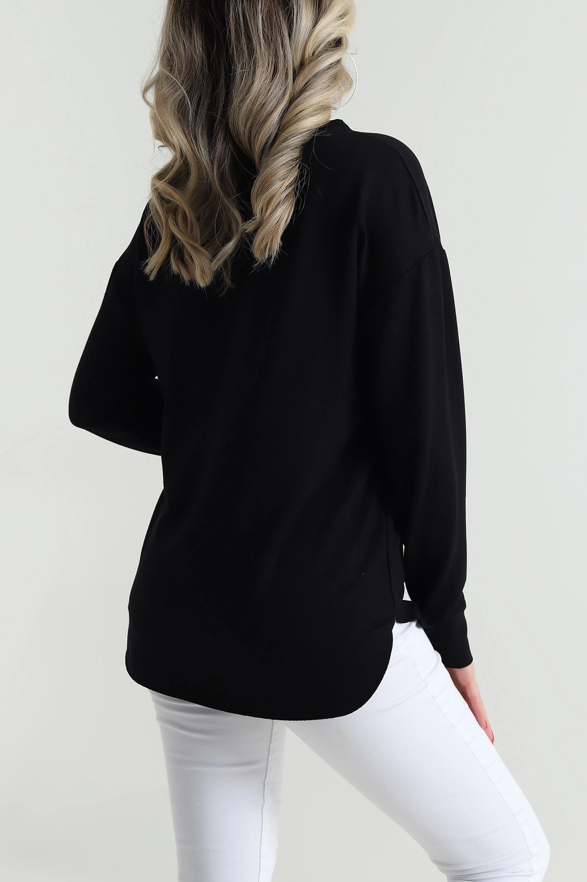 Siyah Baskılı Kristal Kadın Sweat Tunik 485131