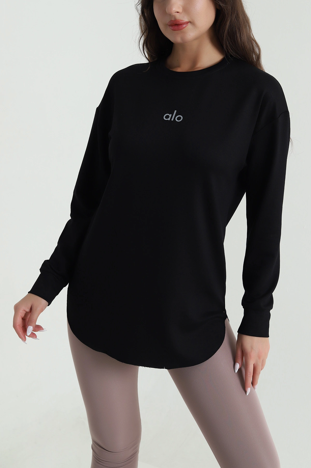 Siyah Baskılı Kristal Kadın Sweat Tunik 485135