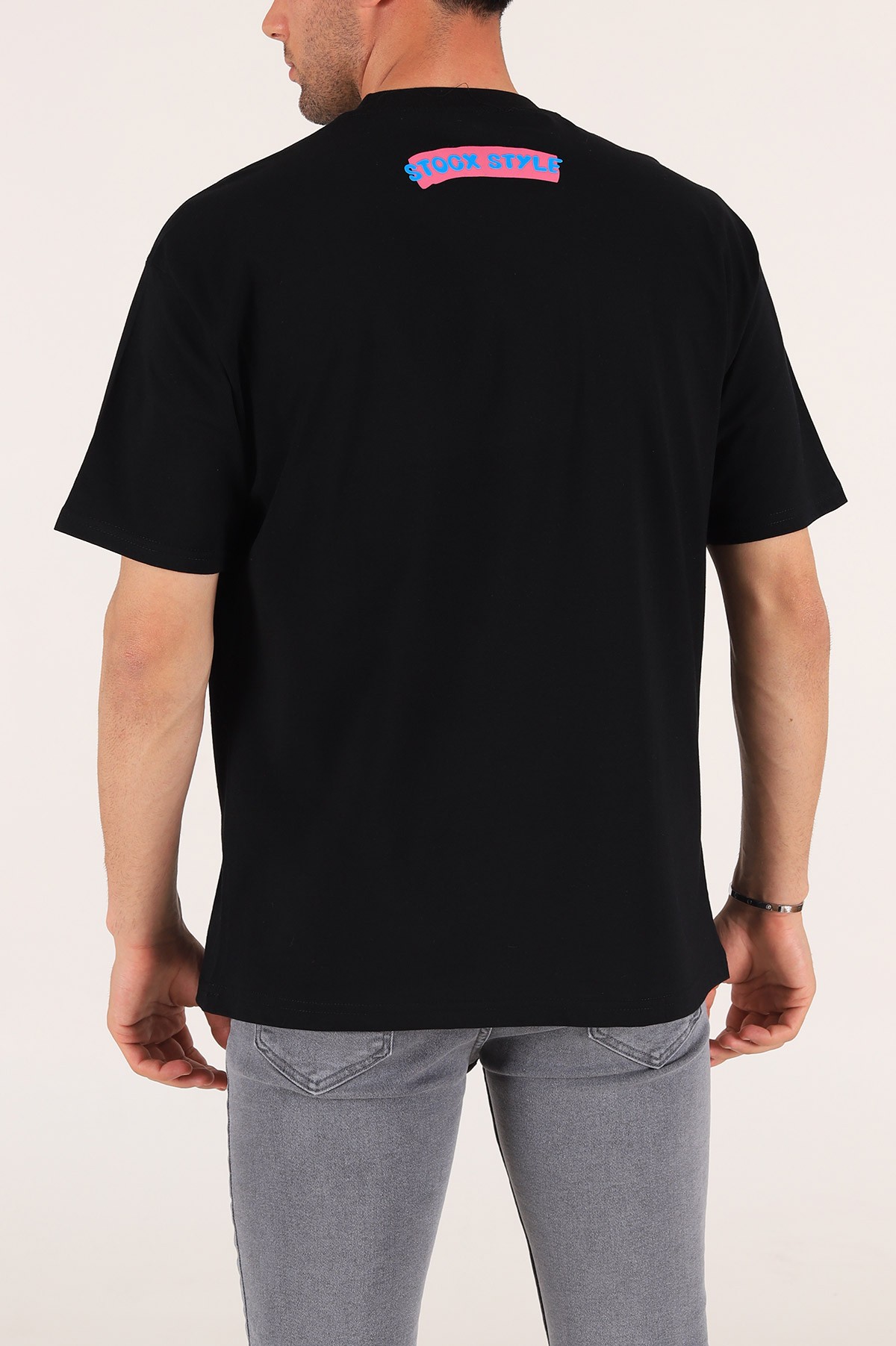 Siyah Baskılı Oversize Erkek Tişört 176236