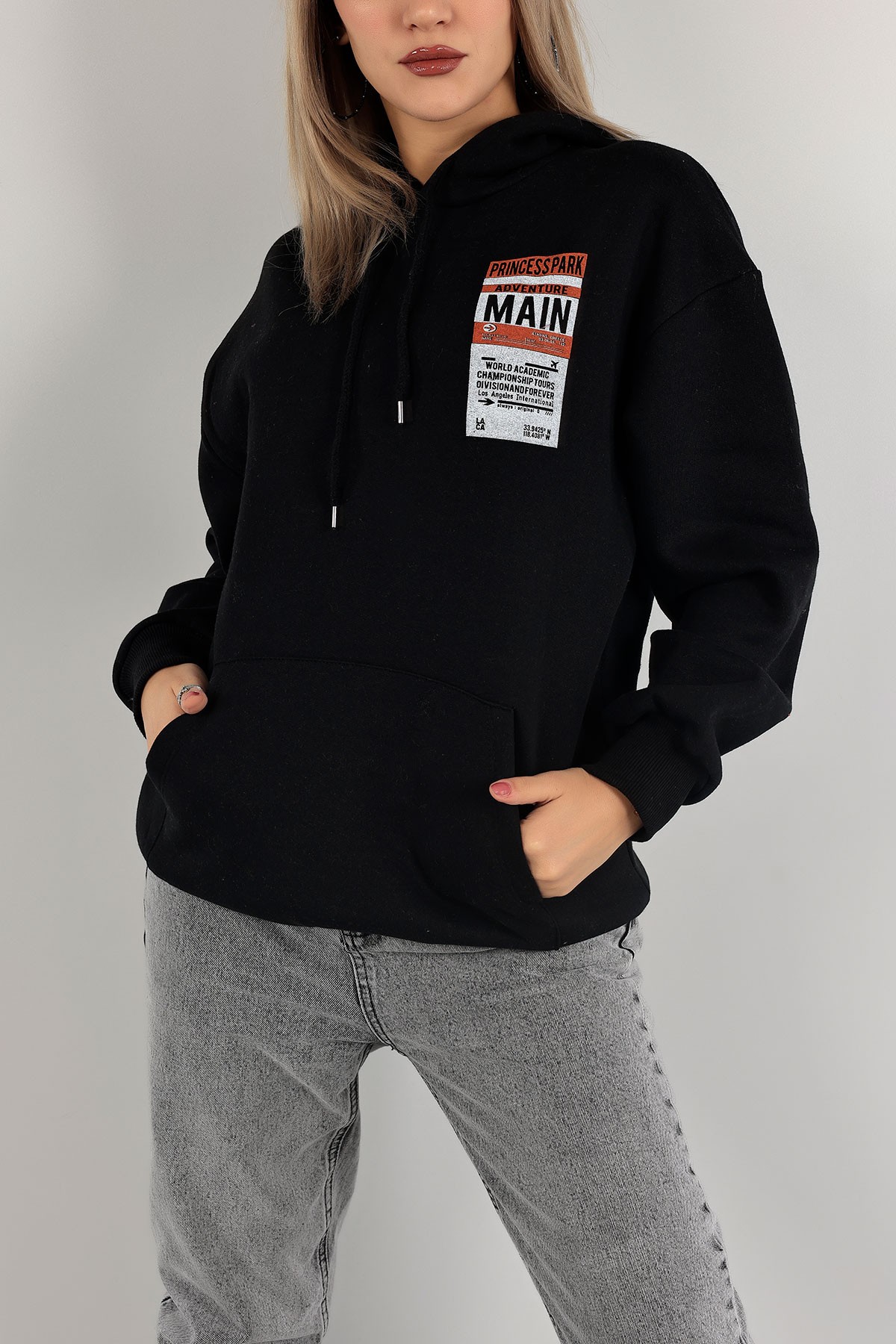 Siyah Baskılı Şardonlu Bayan Sweat 138926