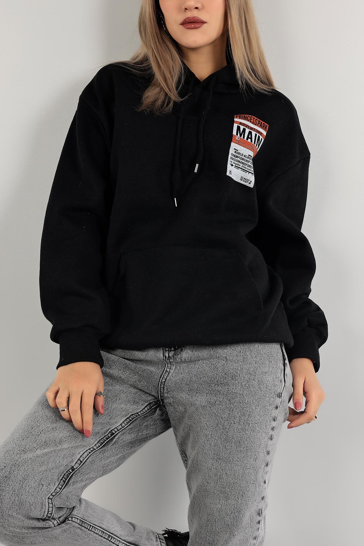 Siyah Baskılı Şardonlu Bayan Sweat 138926