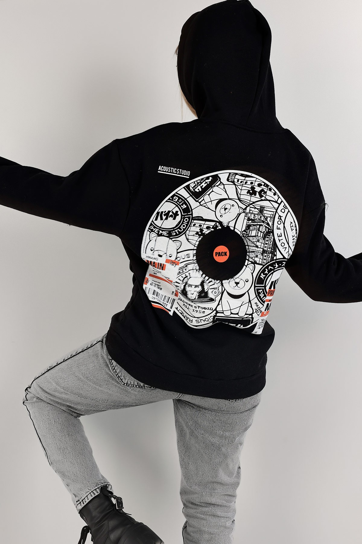 Siyah Baskılı Şardonlu Bayan Sweat 138926