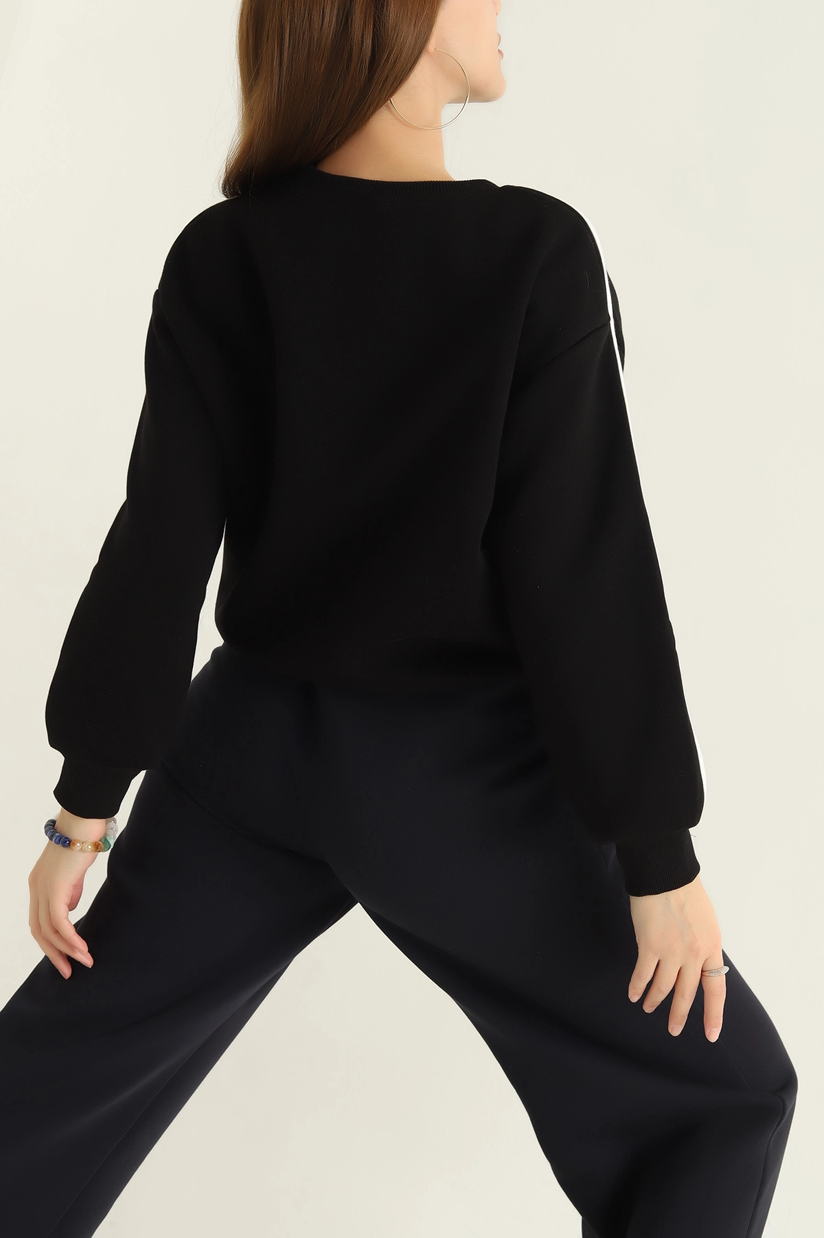 Siyah Baskılı Şardonlu Bayan Sweat 320197