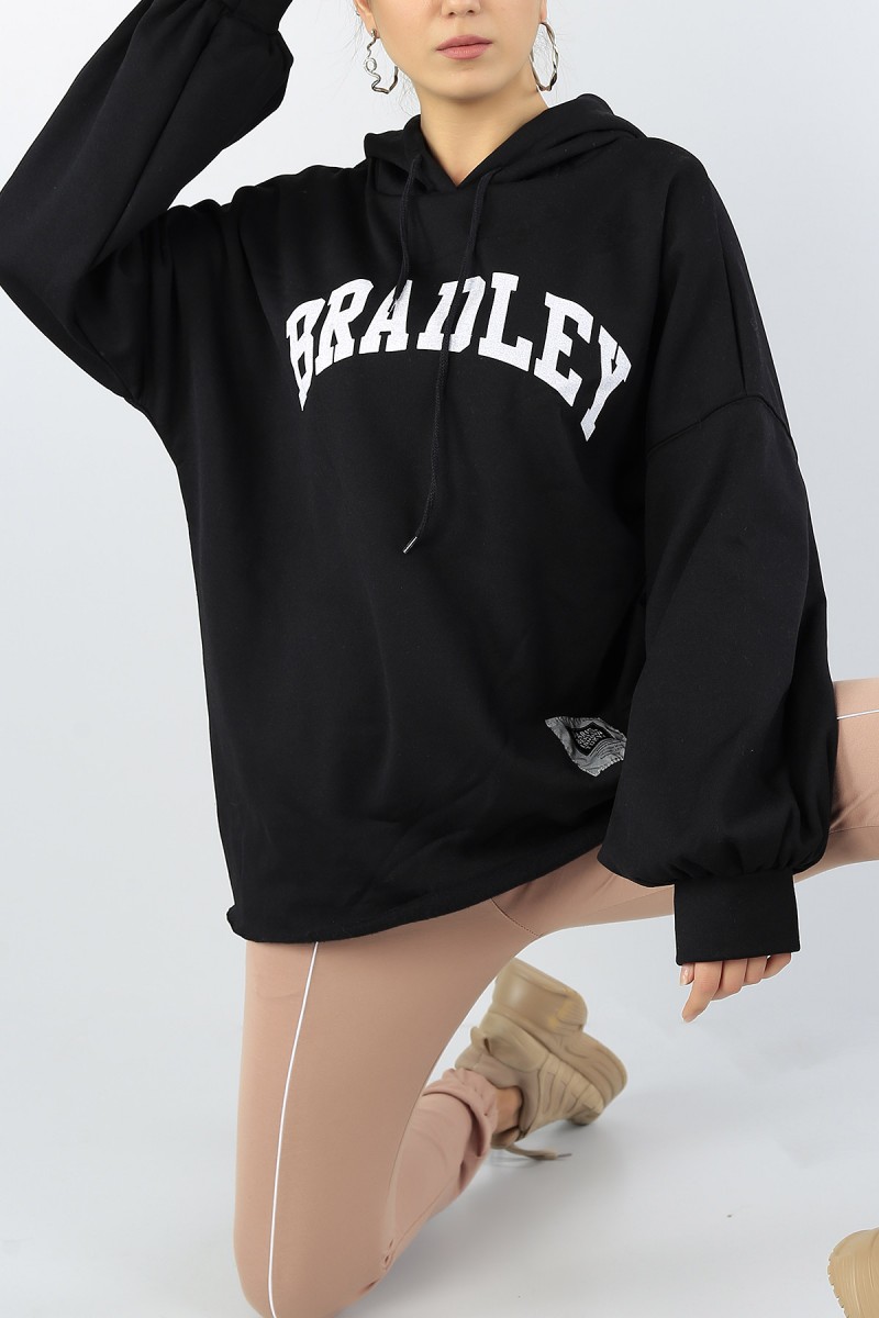 Siyah Baskılı Şardonlu Bayan Sweat Tunik 53595