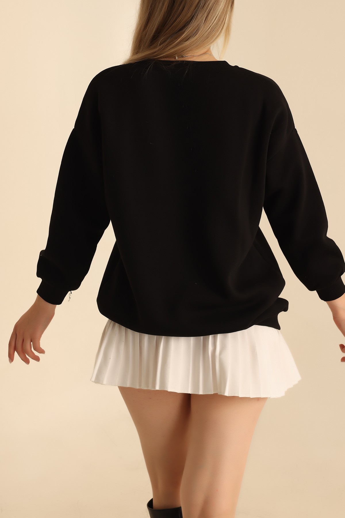 Siyah Baskılı Şardonlu Sweat 216596