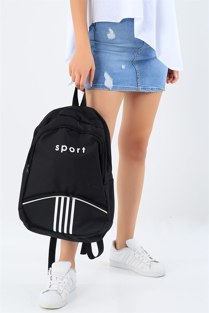 Siyah Baskılı Spor Sırt Çantası 28566Ç