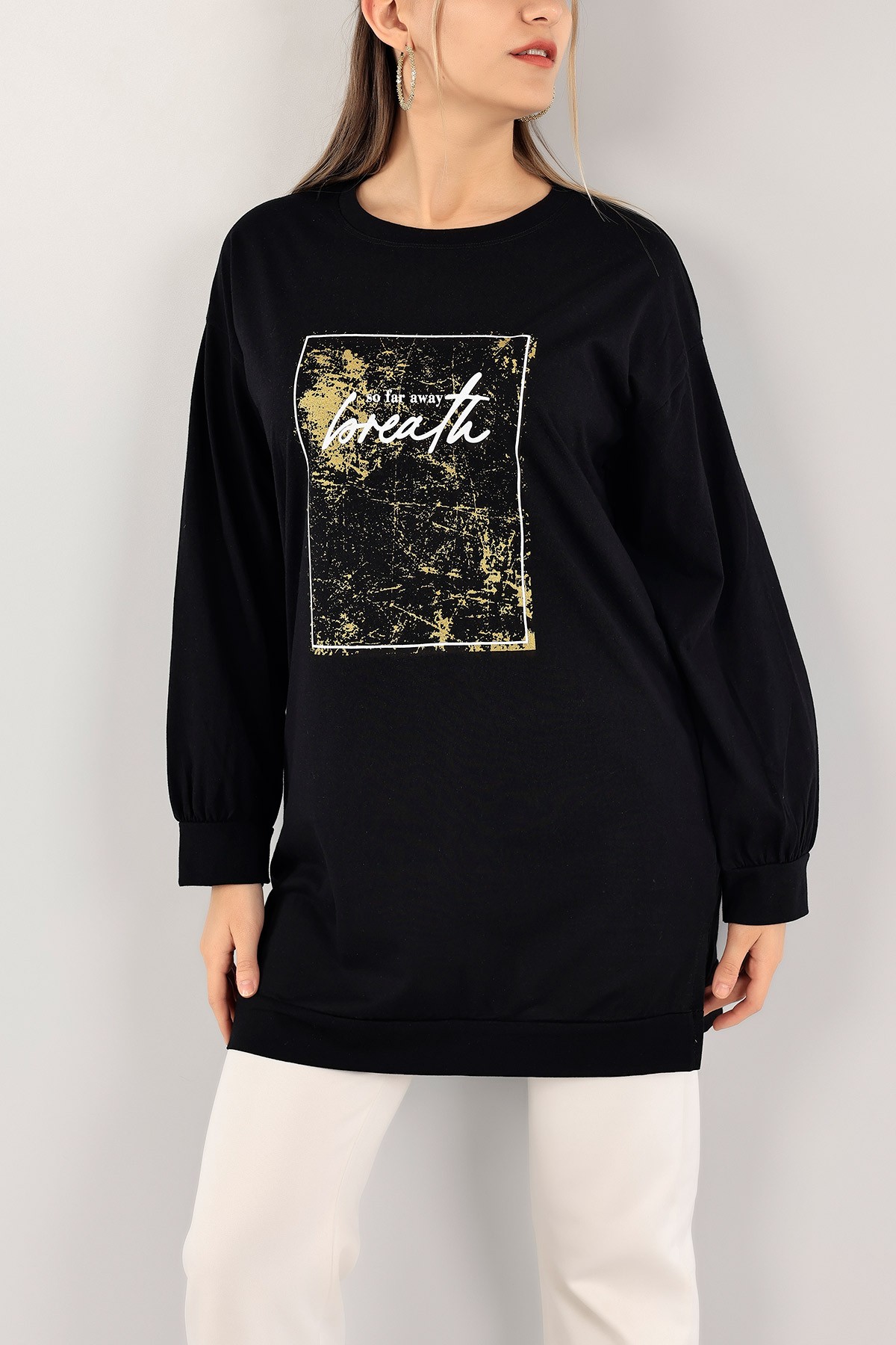 Siyah Baskılı Yazlık Tunik 116270