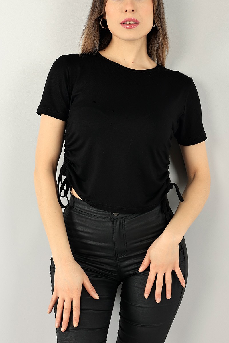 Siyah Bel Büzgülü Bluz 100574