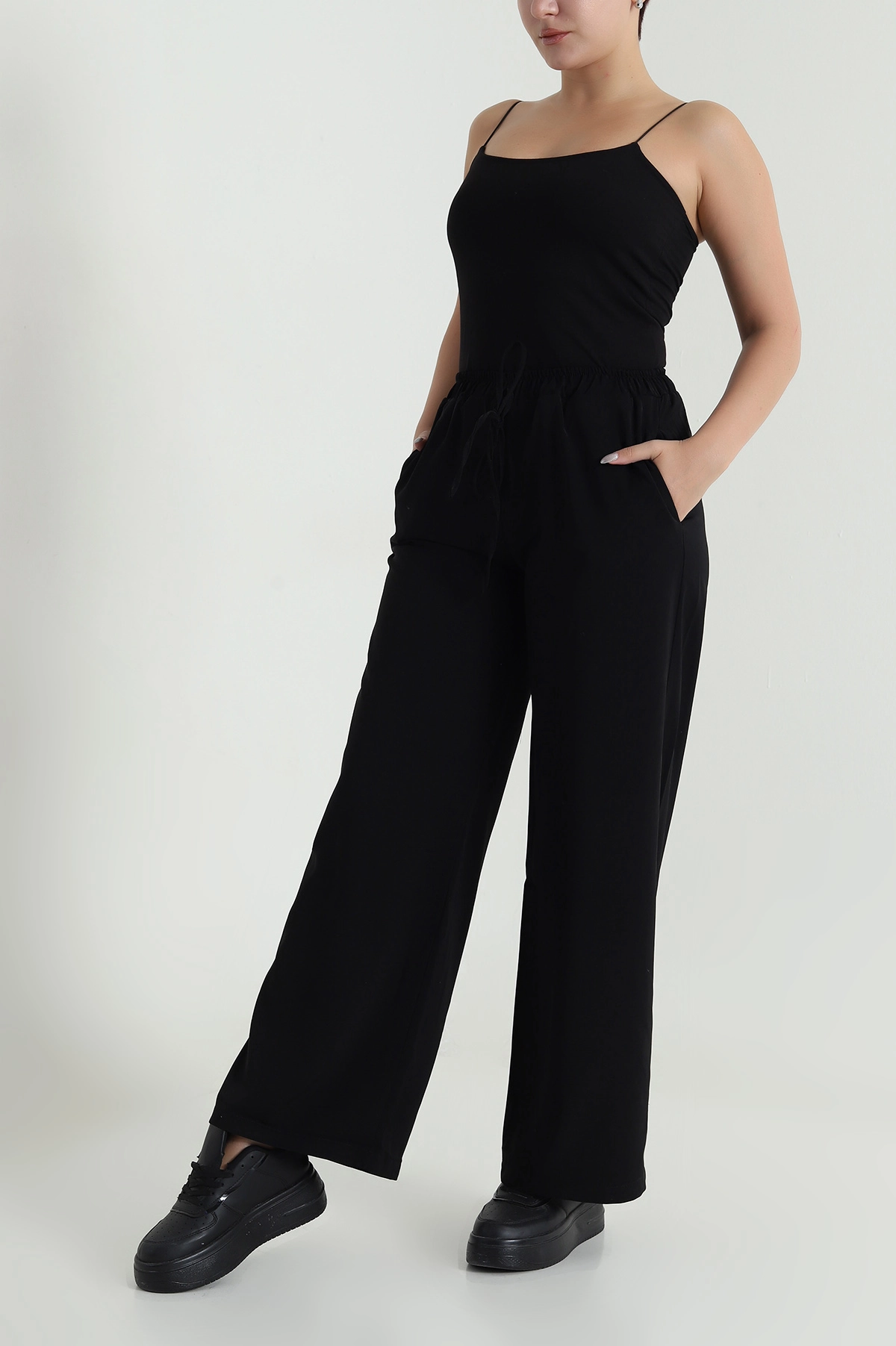 Siyah Bel Lastikli Linda Kadın Pantolon 484337