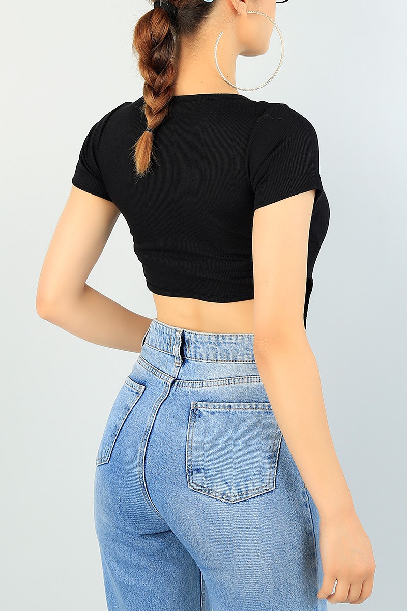 Siyah Beli Çengelli Fitilli Body 71298