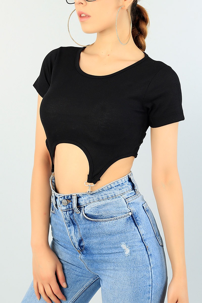 Siyah Beli Çengelli Fitilli Body 71298