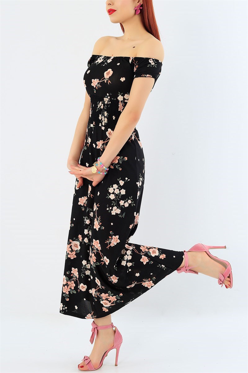 Siyah Beli Gipeli Madonna Yaka Elbise 32986