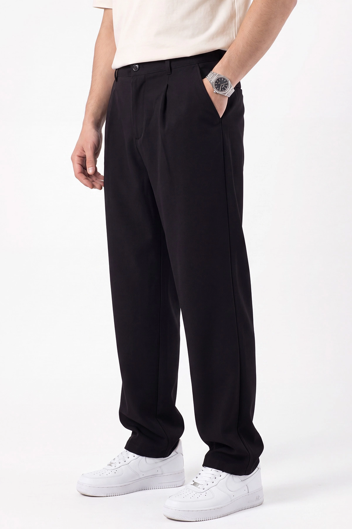 Siyah Beli Lastikli Baggy Erkek Pantolon 472210