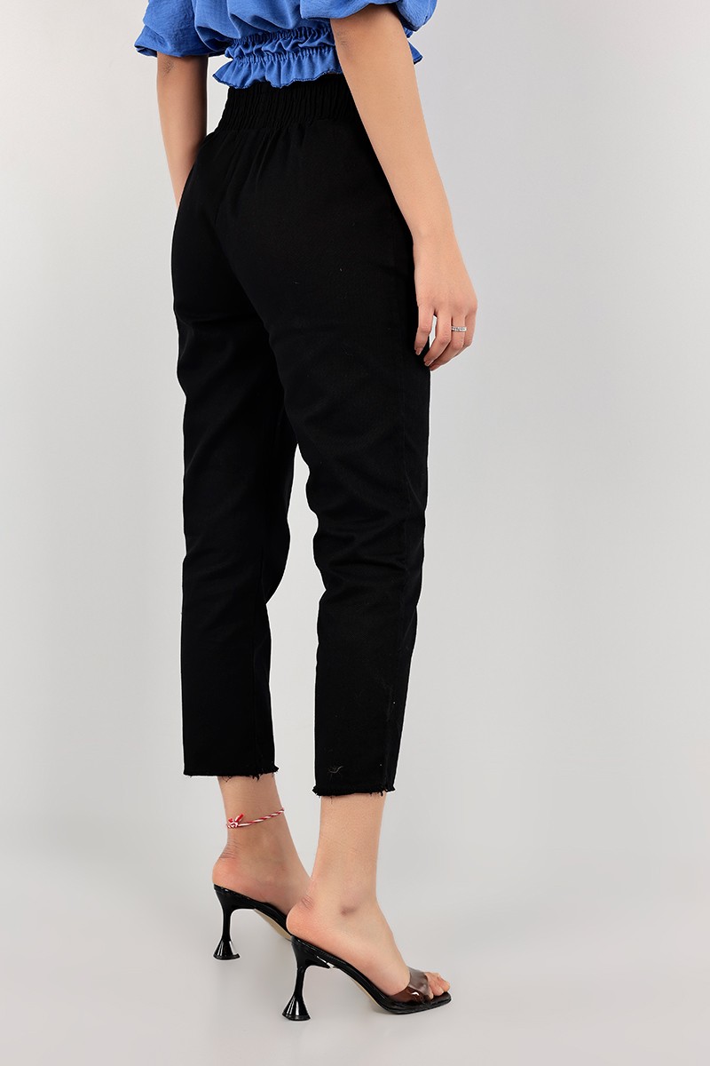 Siyah Beli Lastikli Bayan Gabardin Pantolon 103216