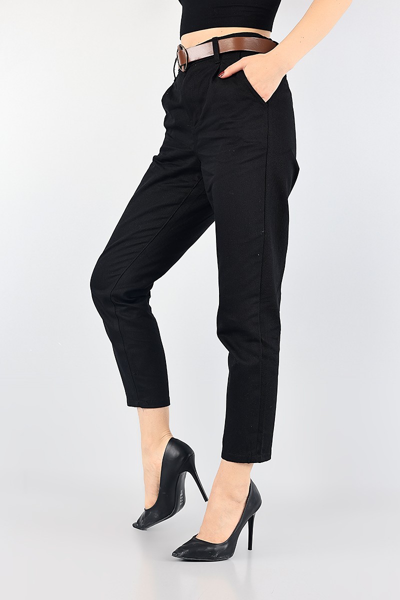 Siyah Beli Lastikli Bayan Gabardin Pantolon 88180