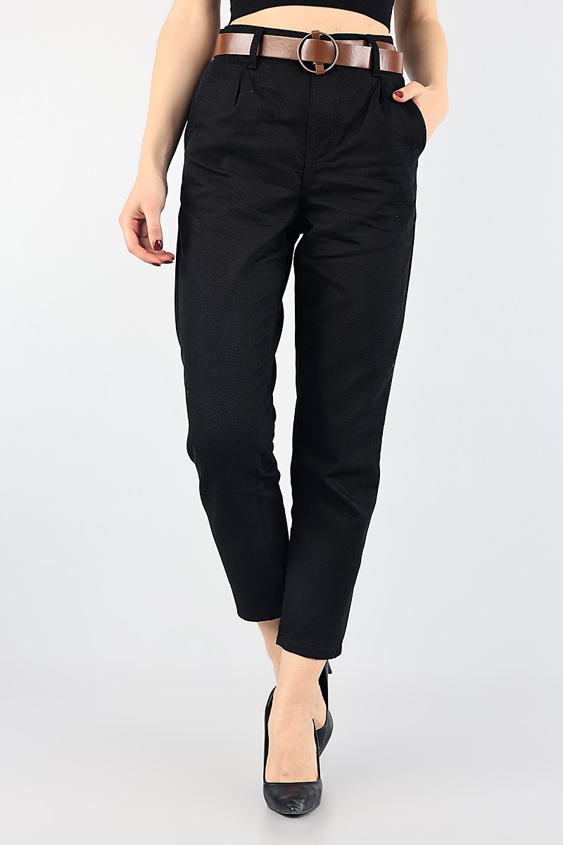 Siyah Beli Lastikli Bayan Gabardin Pantolon 88180