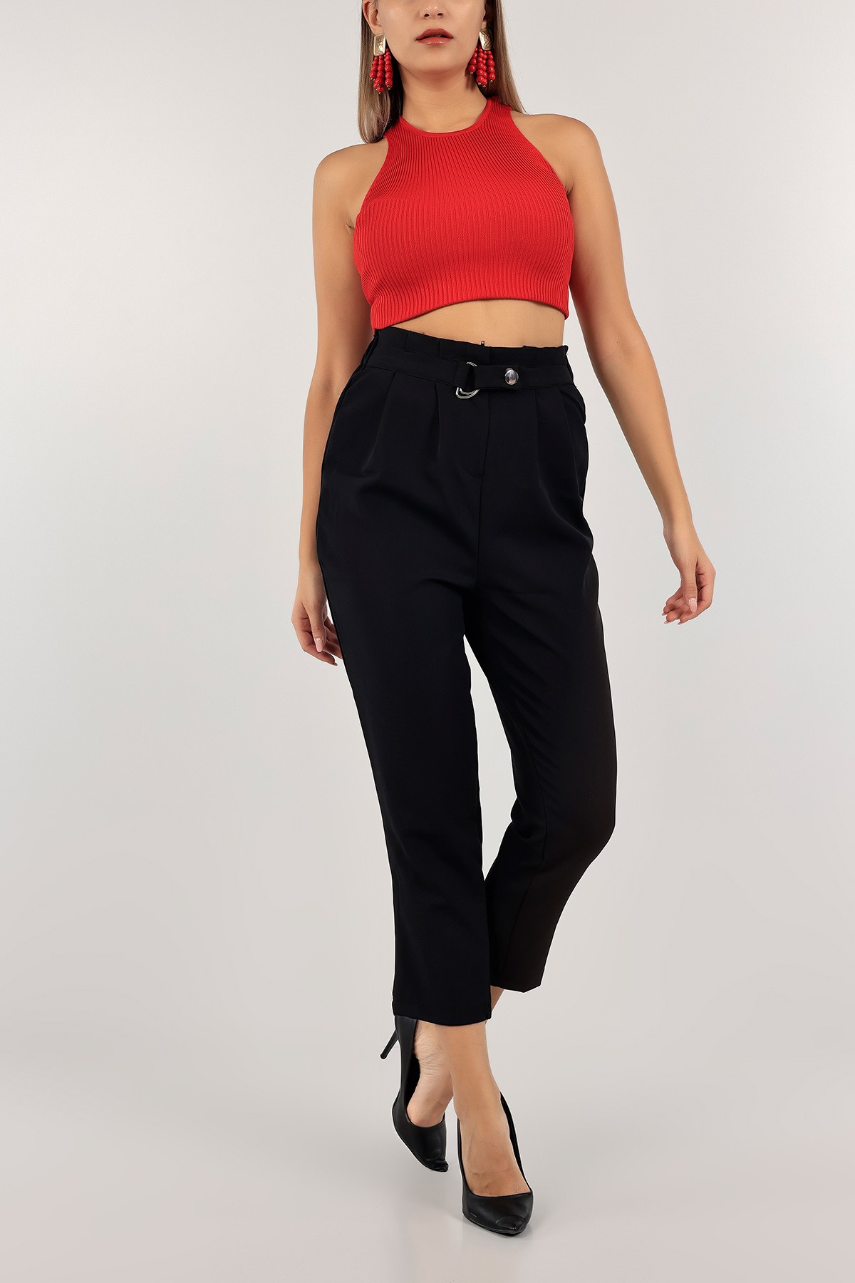 Siyah Beli Lastikli Bayan Pantolon 125891