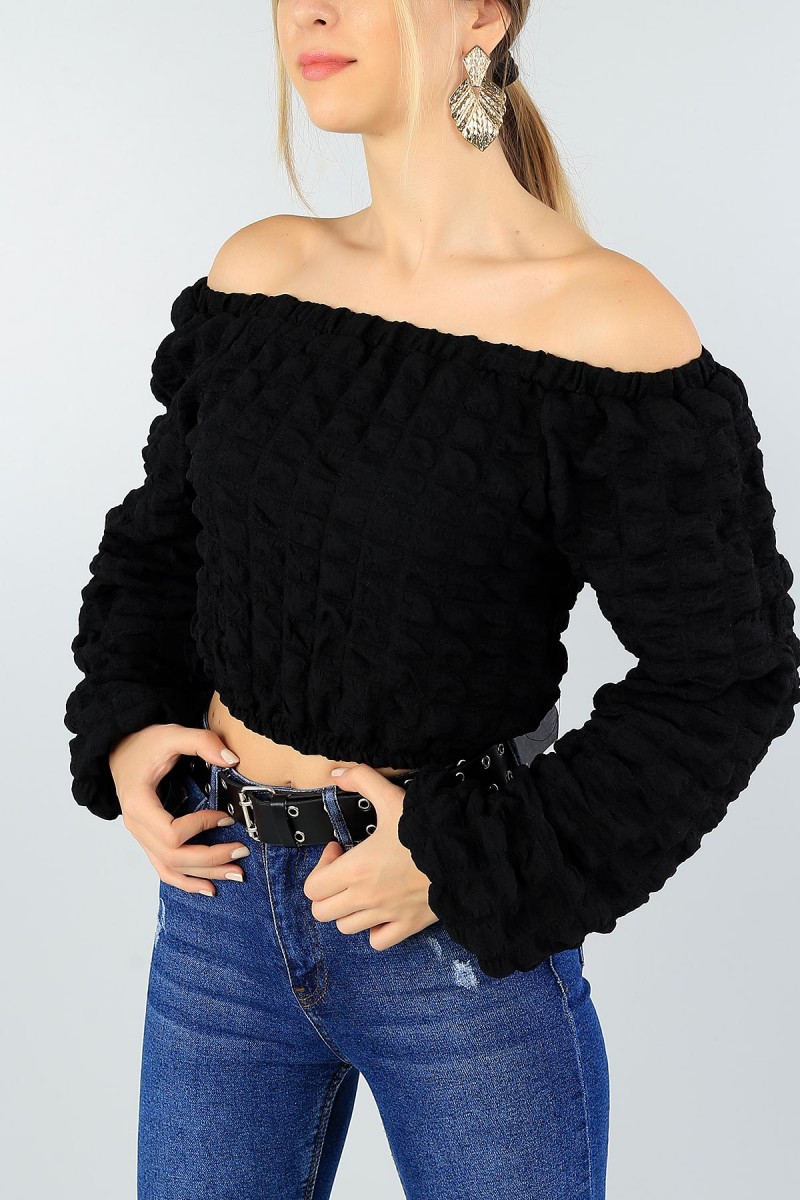 Siyah Beli Lastikli Bluz 47066