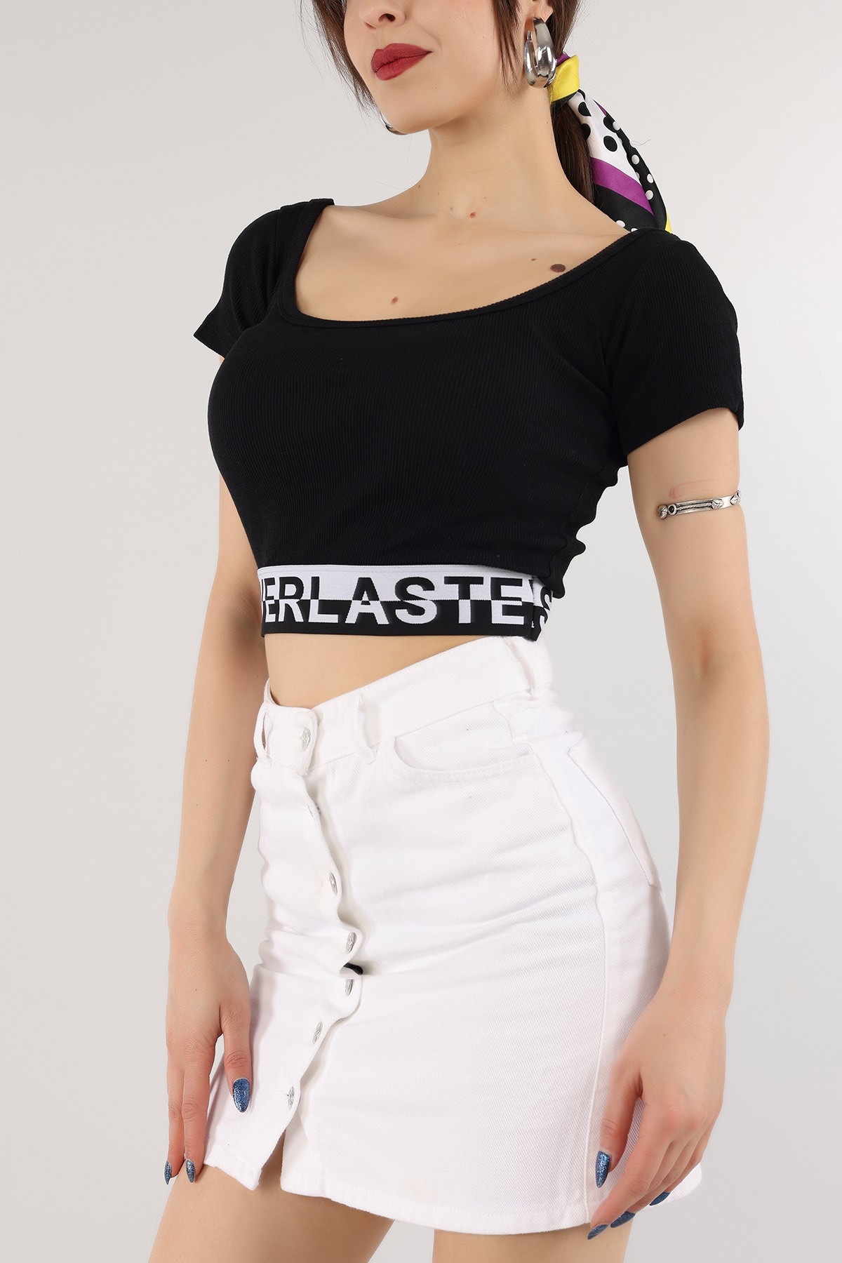 Siyah Beli Lastikli Fitilli Bluz 170924