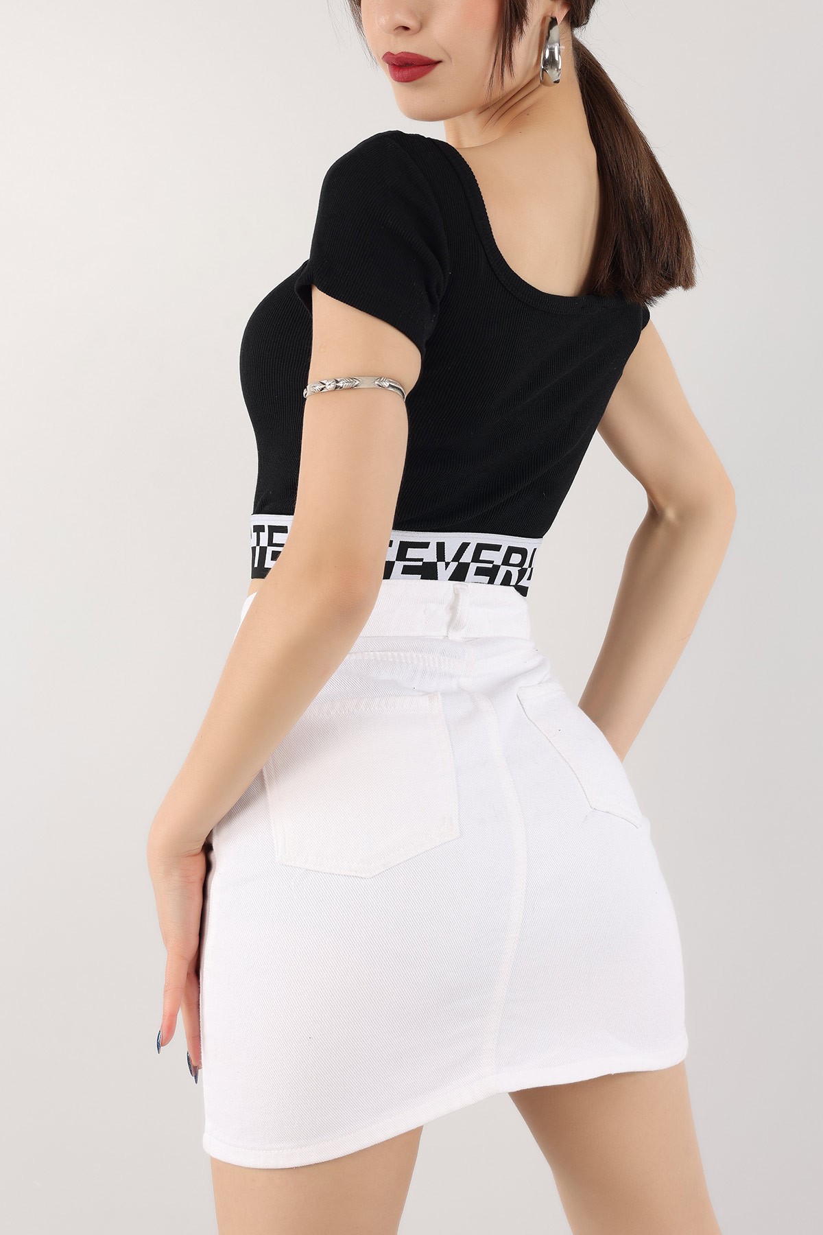 Siyah Beli Lastikli Fitilli Bluz 170924