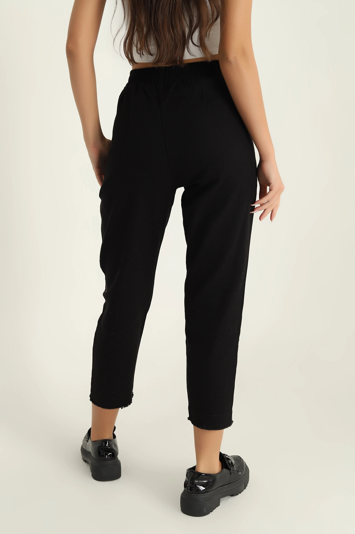 Siyah Beli lastikli Gabardin Bayan Pantolon 297343