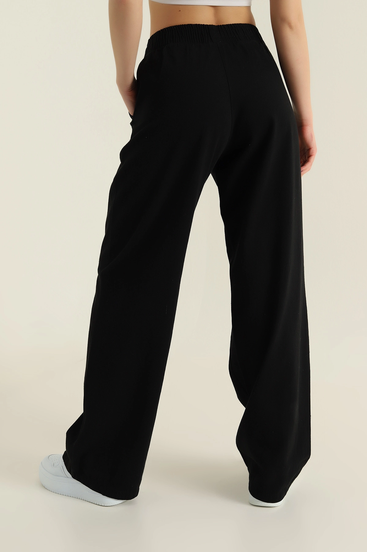 Siyah Beli Lastikli Kadın Gabardin Pantolon 422485