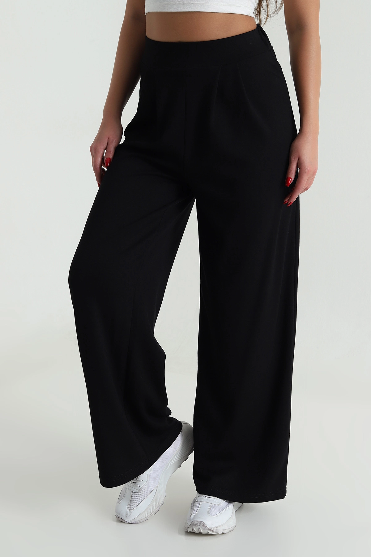 Siyah Beli Lastikli Modal Kadın Pantolon 490149
