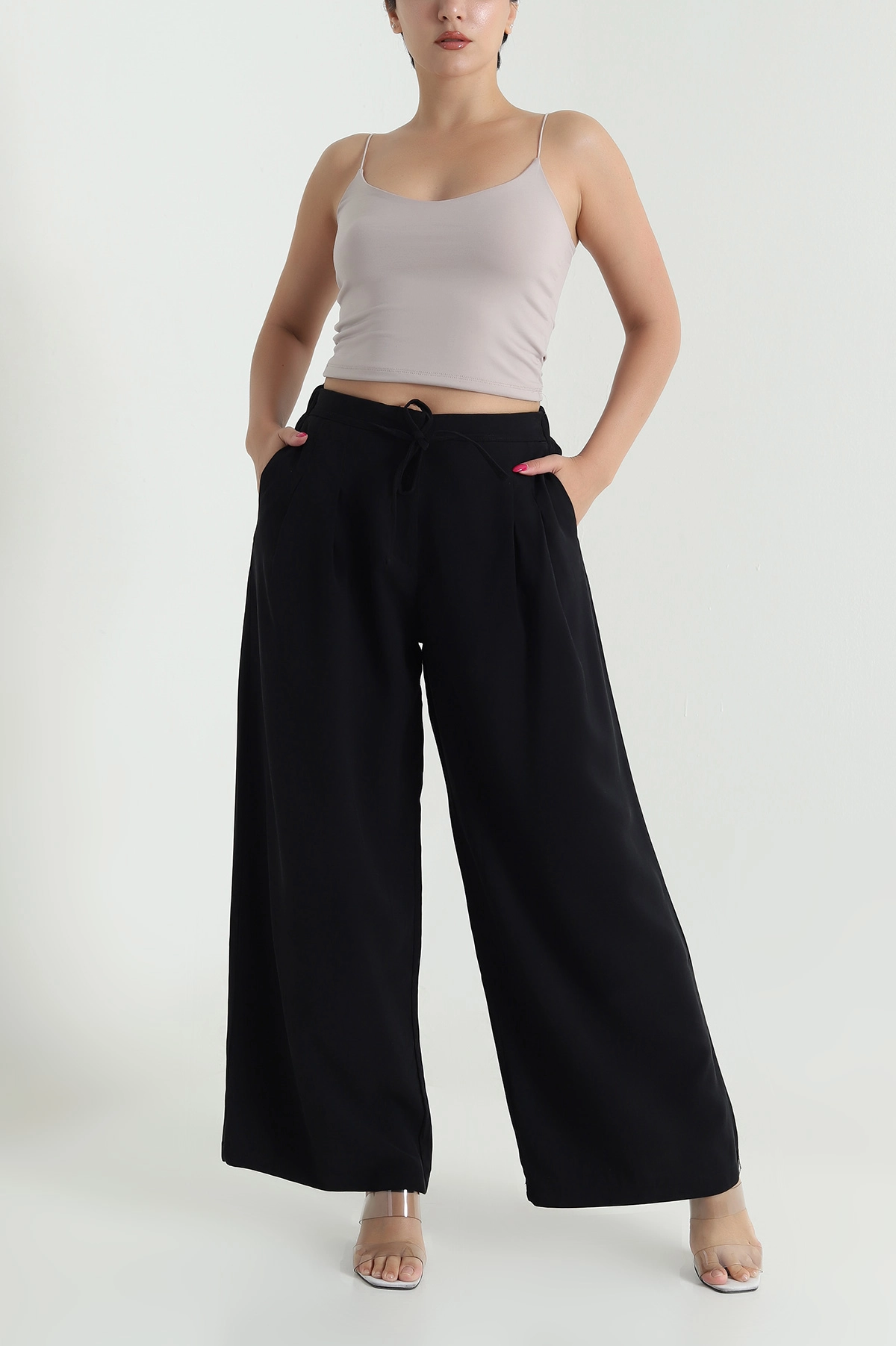 Siyah Beli Lastikli Pensli Palazzo Kadın Modal Pantolon 476925