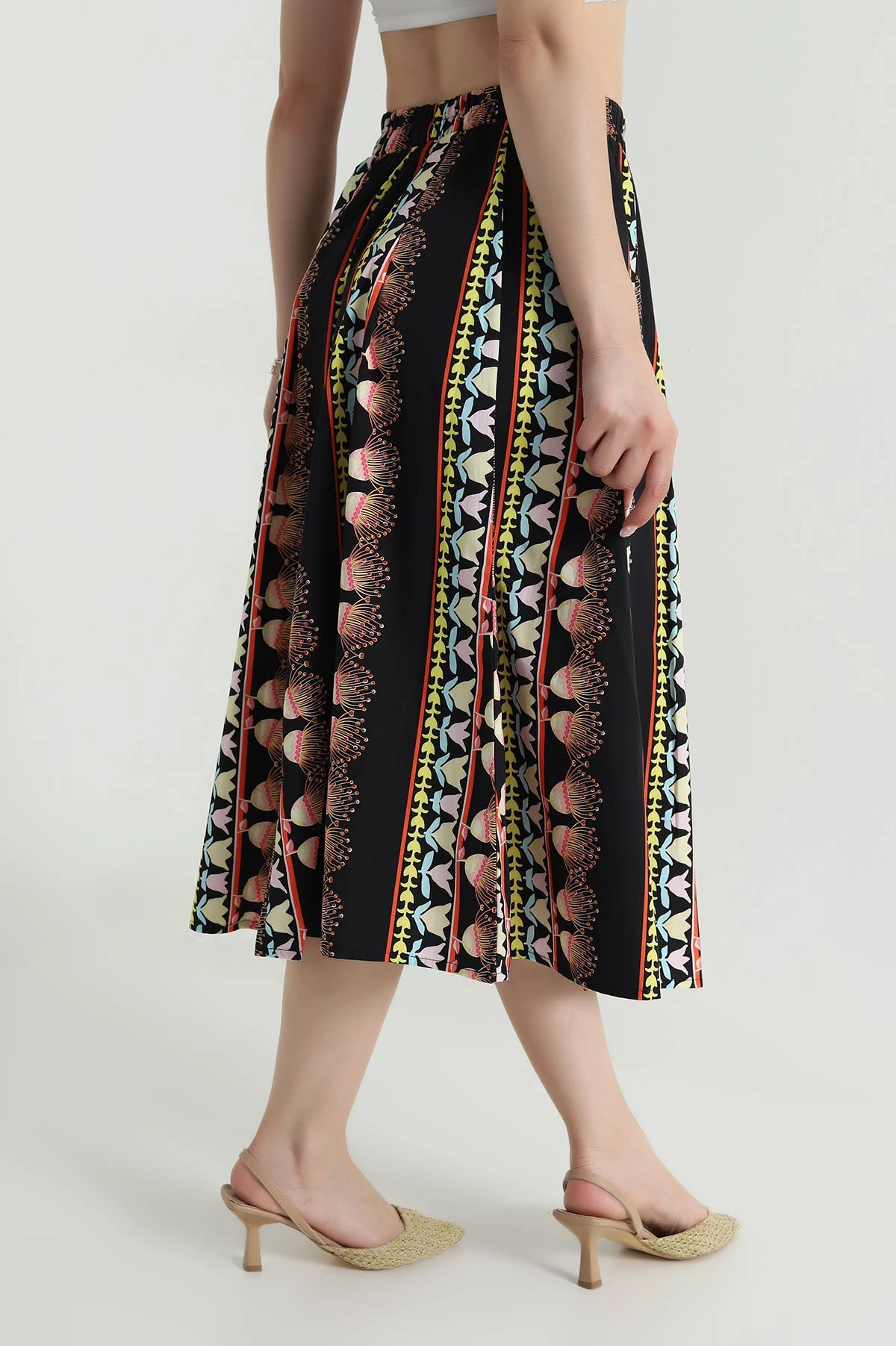 Siyah Beli Lastikli Poplin Dokuma Kadın Etek 479854