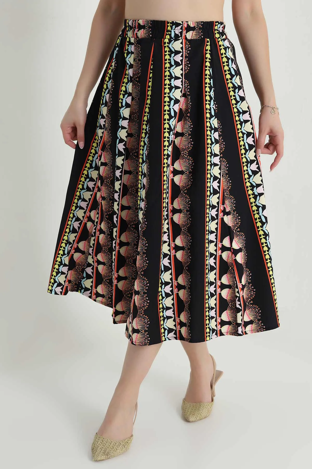 Siyah Beli Lastikli Poplin Dokuma Kadın Etek 479854