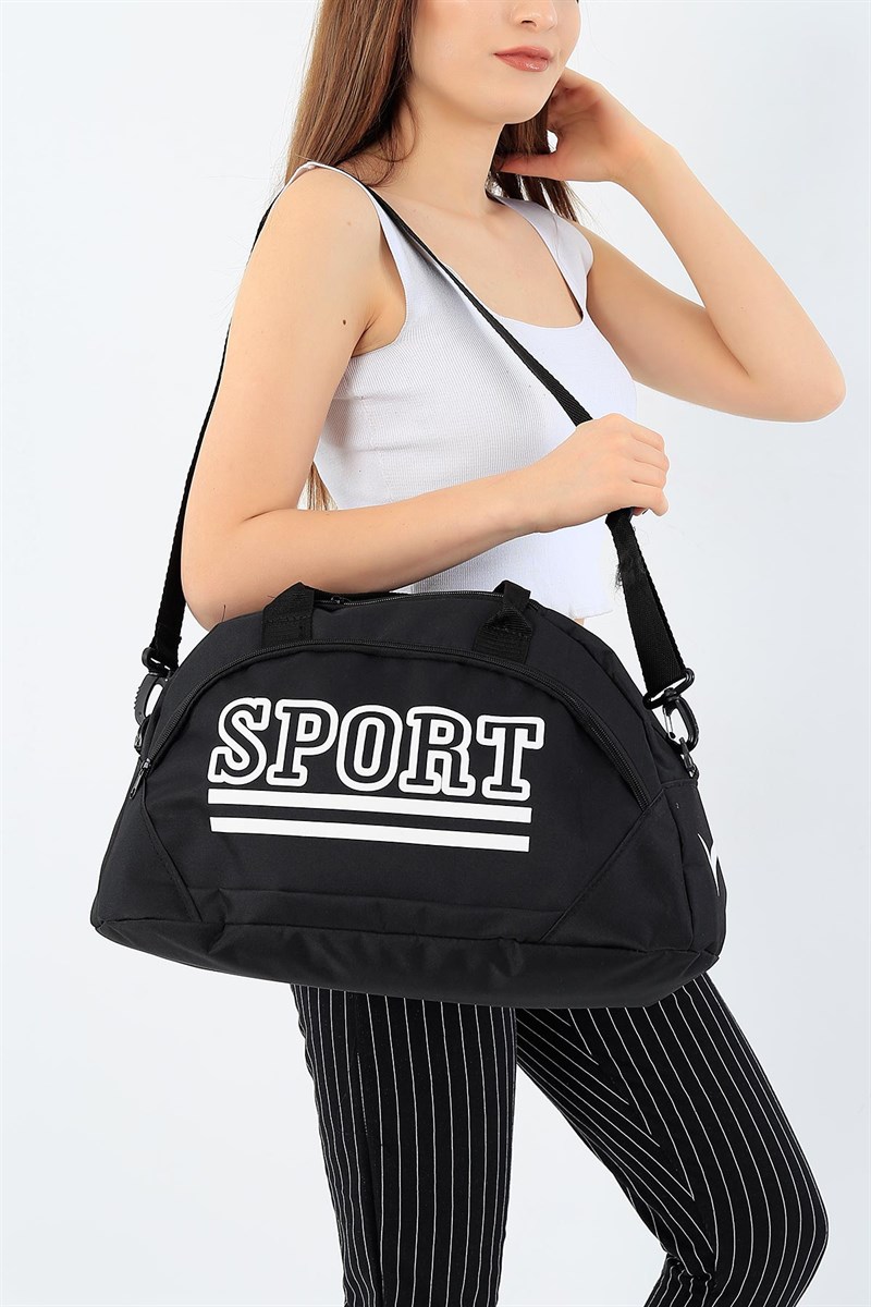 Siyah Beyaz Baskılı Spor Çantası 27257Ç