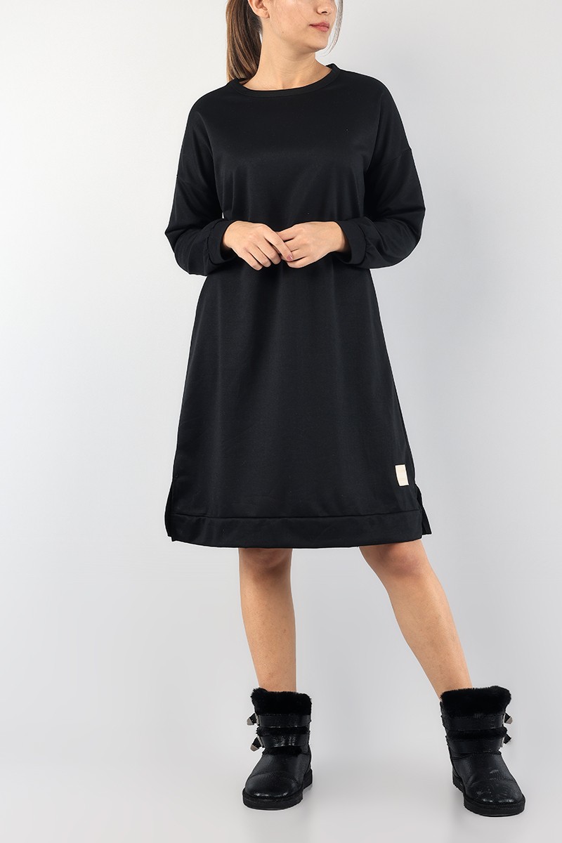 Siyah Bisiklet Yaka Elbise Tunik 89277