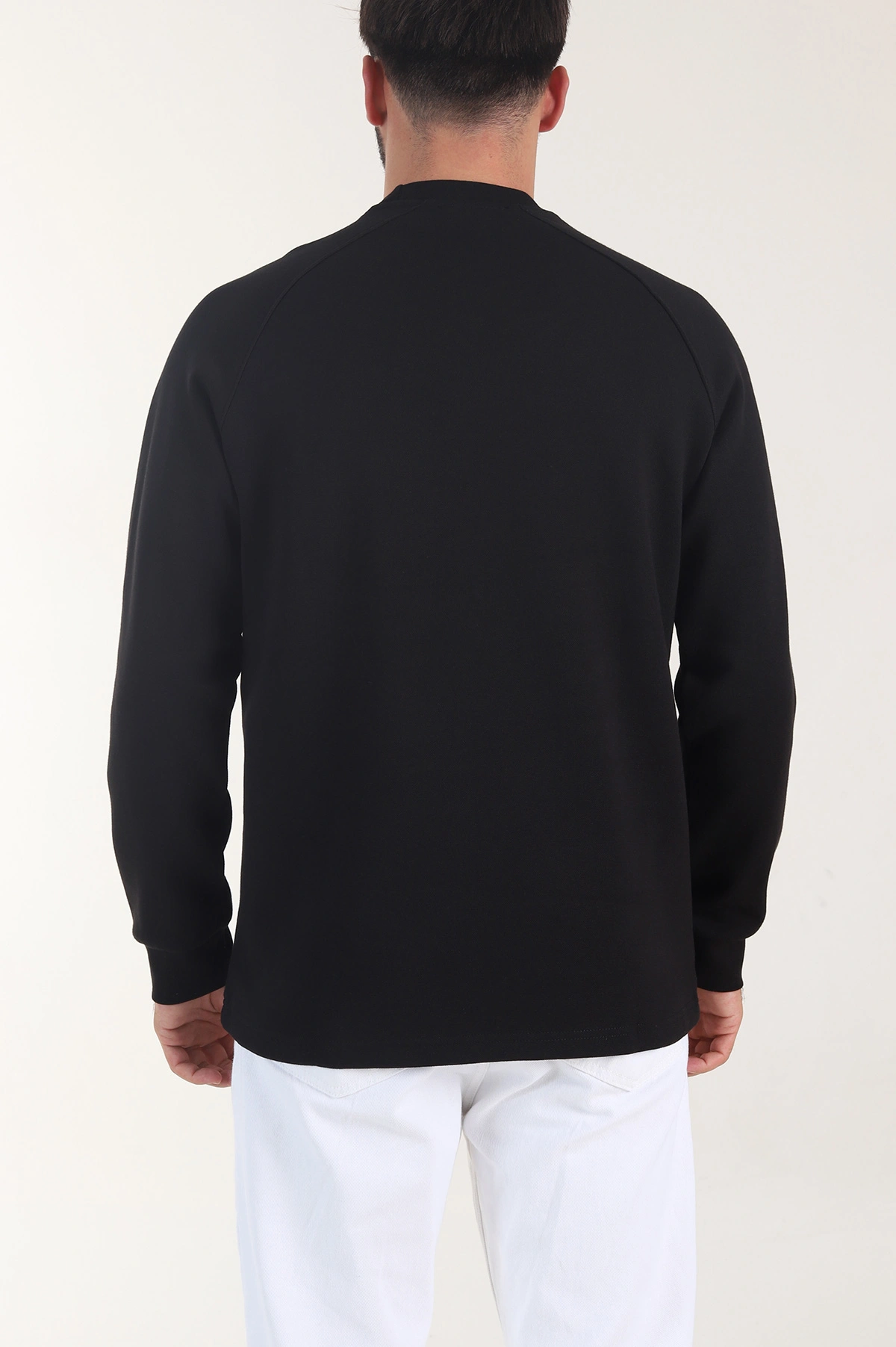 Siyah Bisiklet Yaka Erkek Sweatshirt 406589