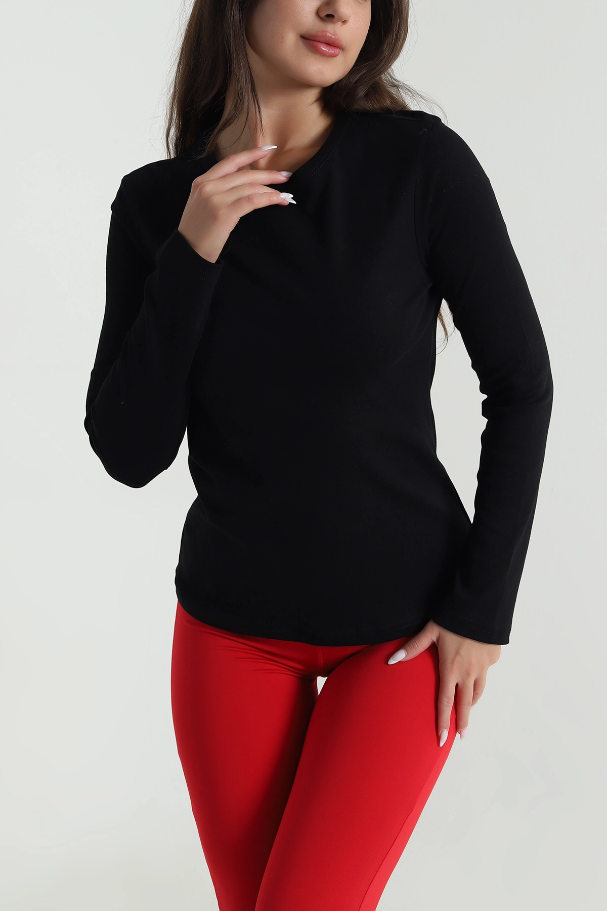 Siyah Bisiklet Yaka Kadın Body Bluz 488613