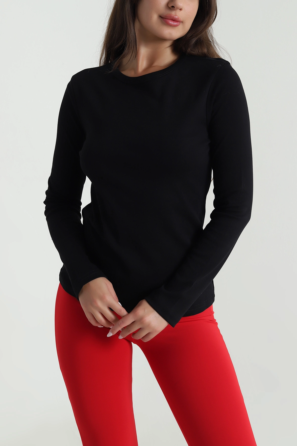 Siyah Bisiklet Yaka Kadın Body Bluz 488613
