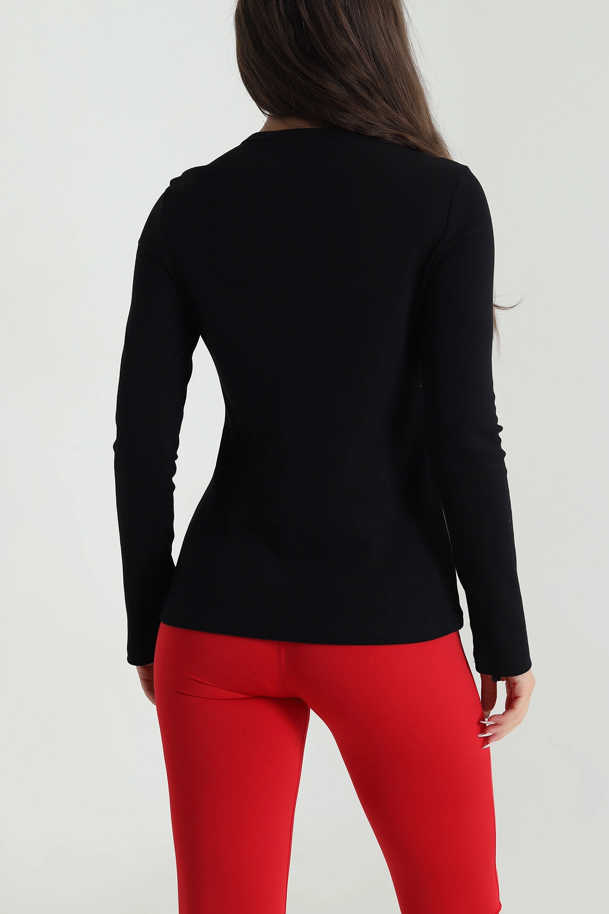 Siyah Bisiklet Yaka Kadın Body Bluz 488613