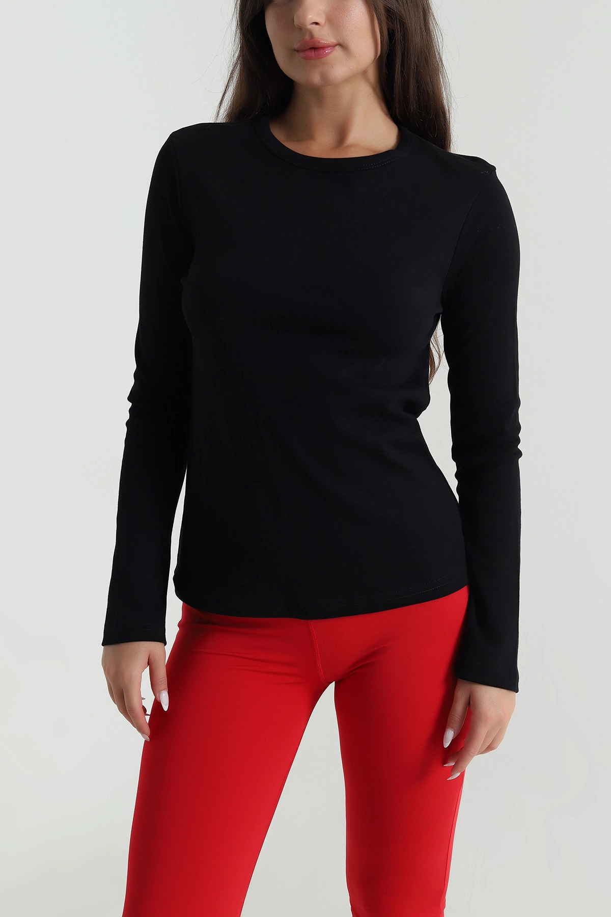 Siyah Bisiklet Yaka Kadın Body Bluz 488613
