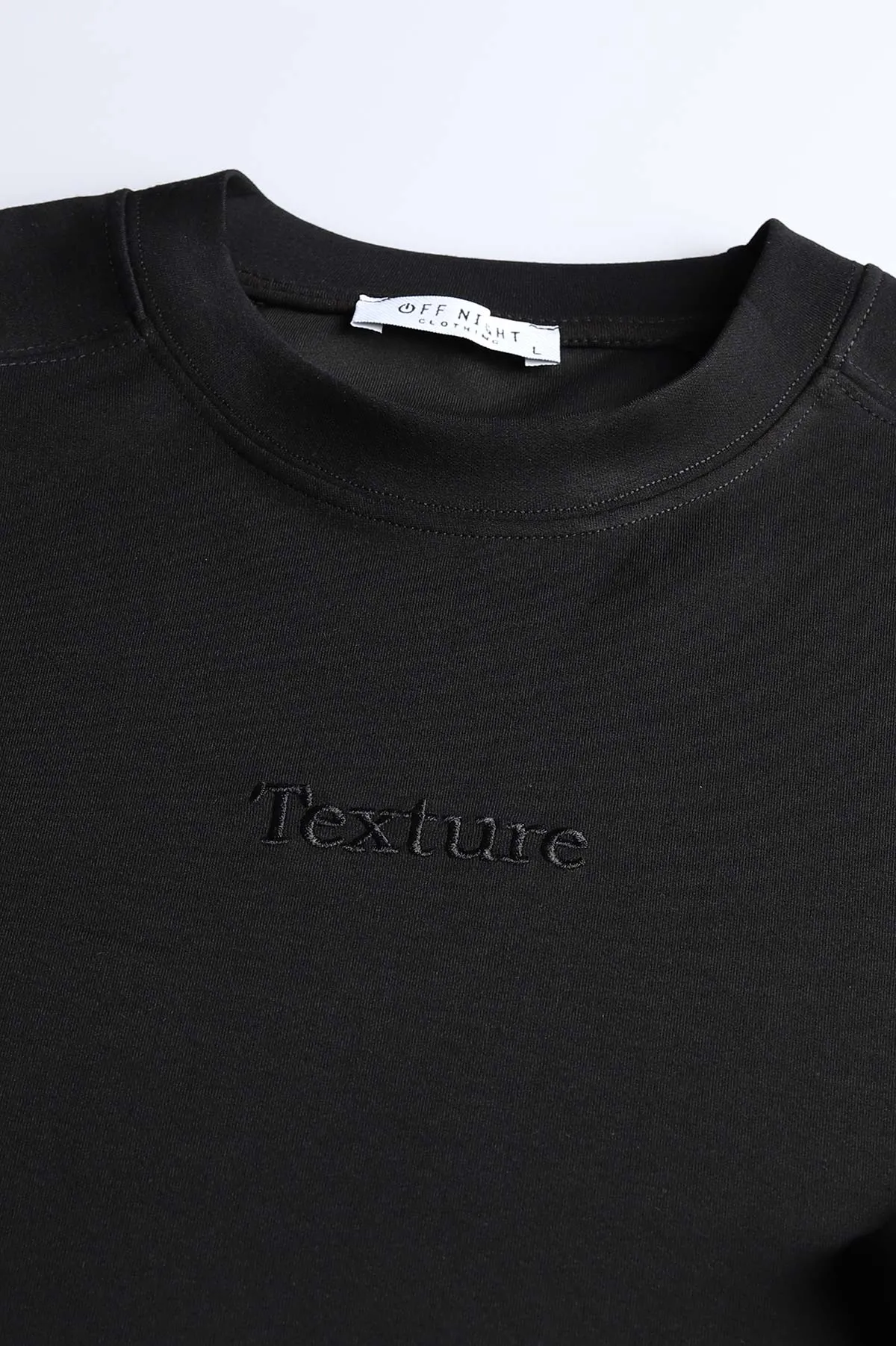 Siyah Bisiklet Yaka Yazı Detaylı Erkek Sweatshirt 396241
