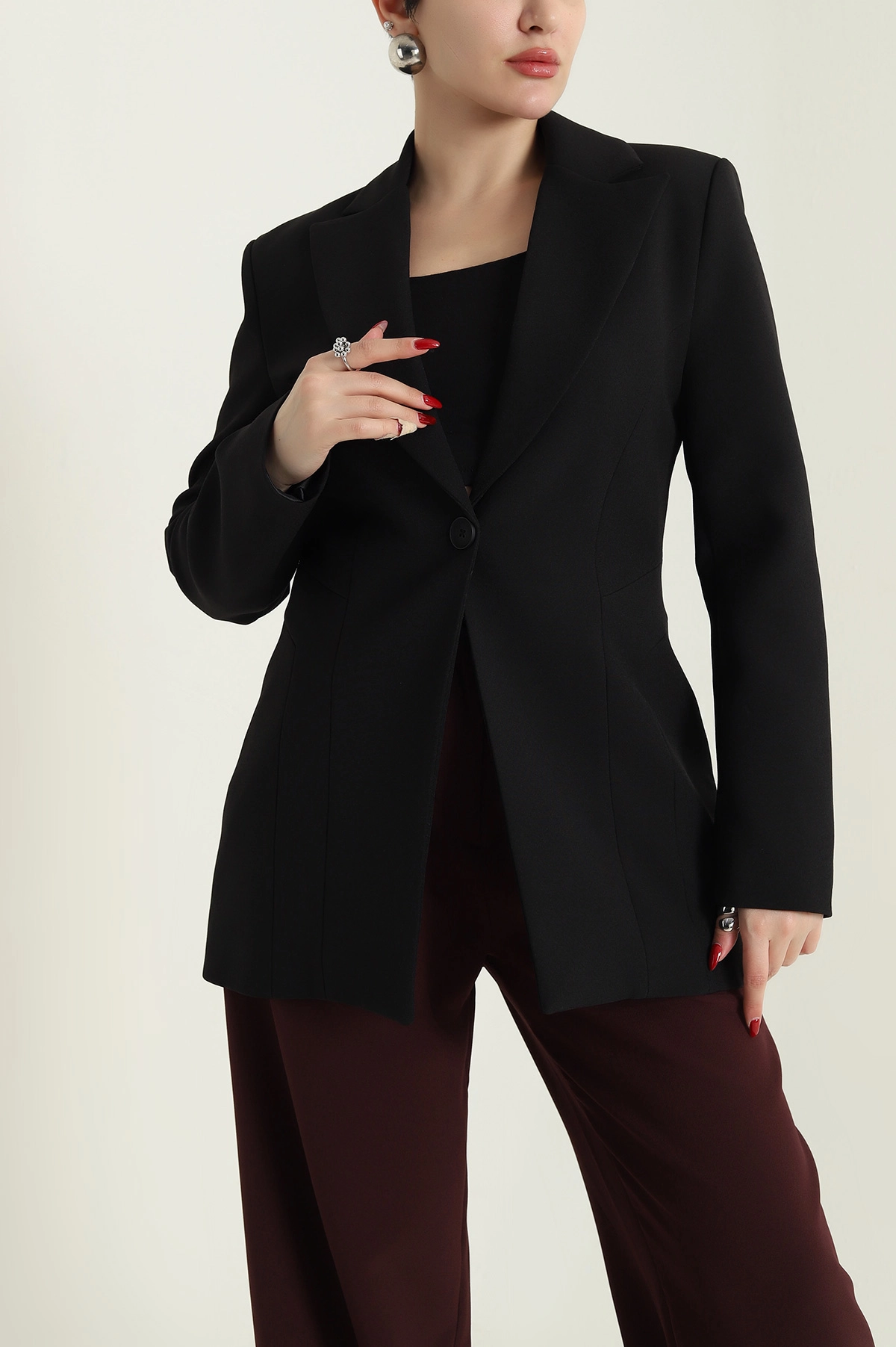 Siyah Blazer Atlas Kadın Ceket 429780