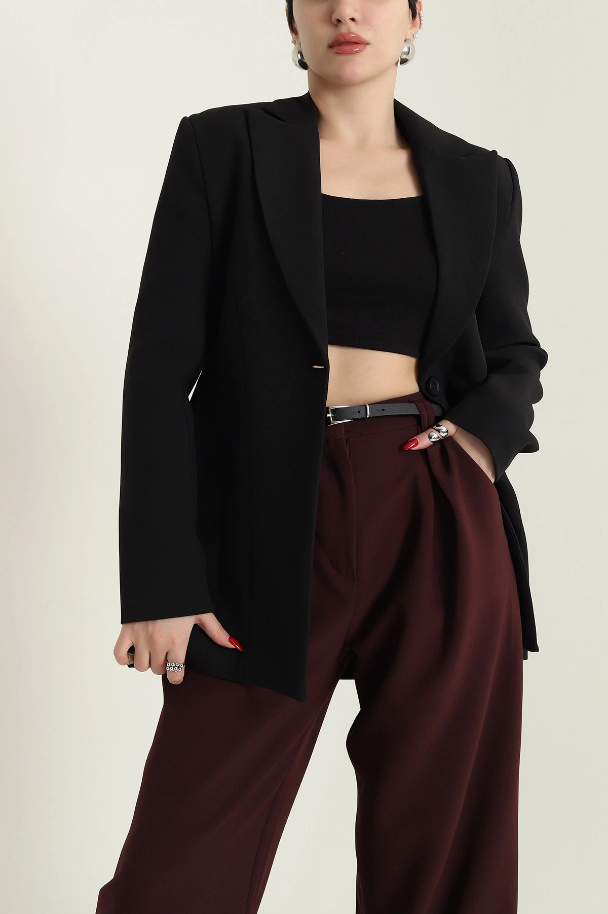 Siyah Blazer Atlas Kadın Ceket 429780