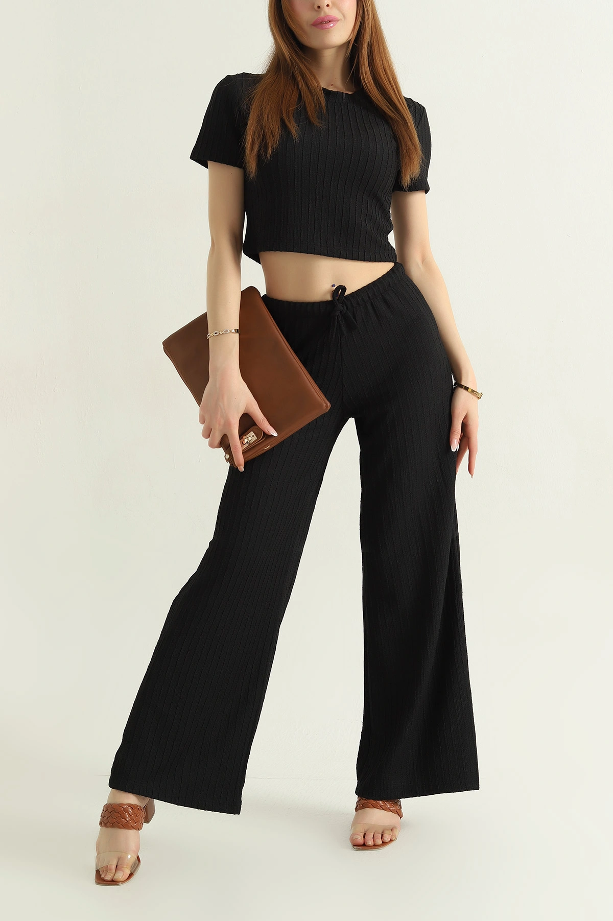Siyah Bluz Pantolon kadın İkili Takım 356457