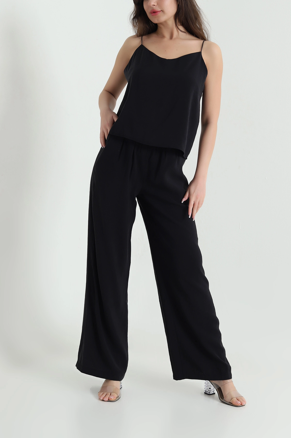 Siyah Bluz Pantolon Modal Kadın İkili Takım 454824