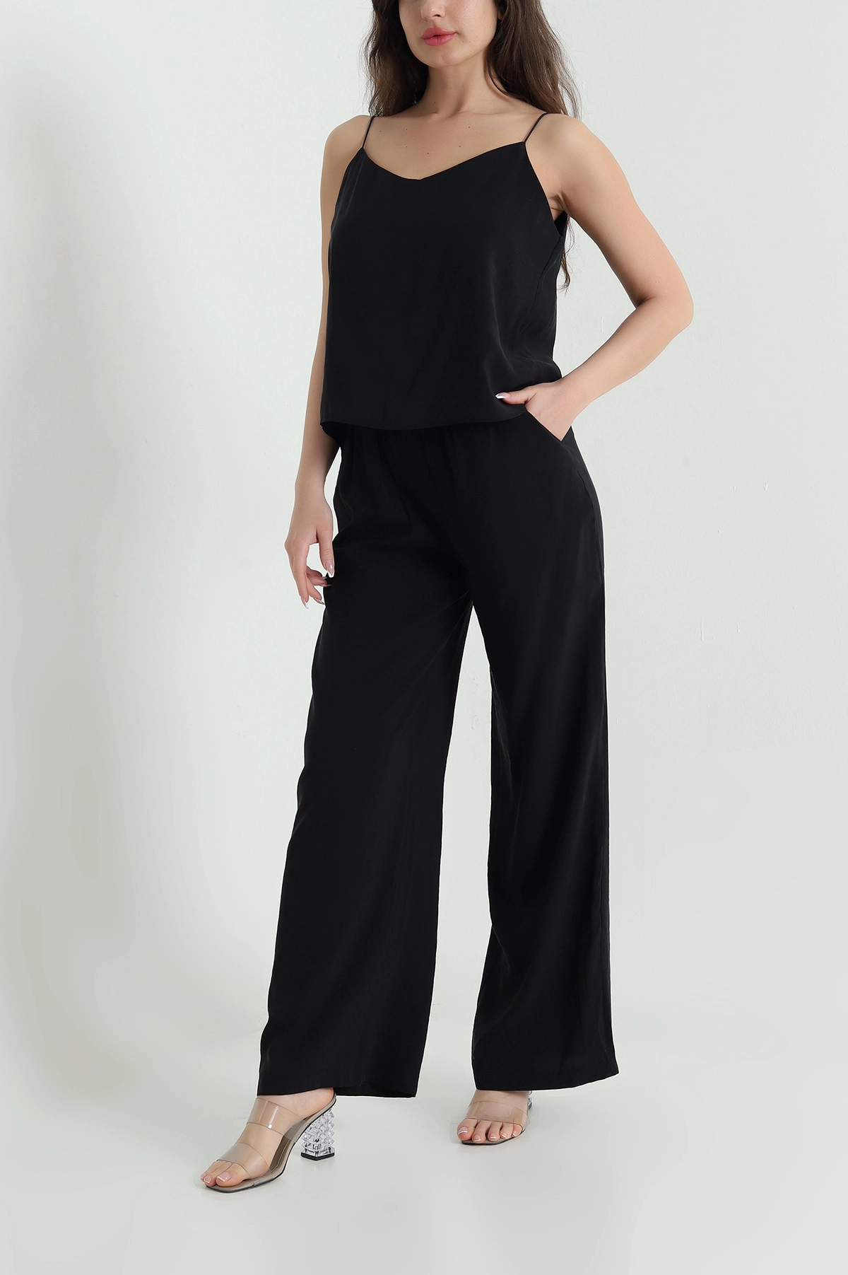 Siyah Bluz Pantolon Modal Kadın İkili Takım 454824