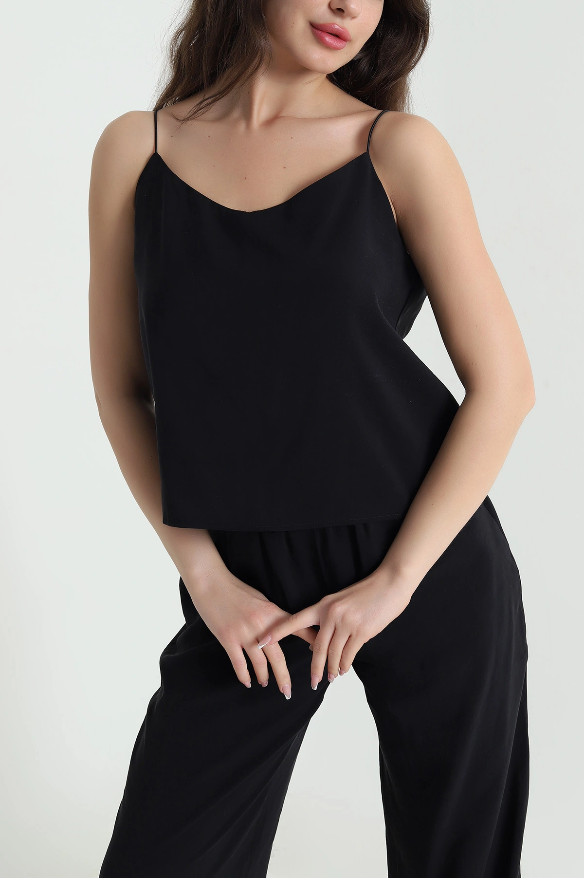 Siyah Bluz Pantolon Modal Kadın İkili Takım 454824